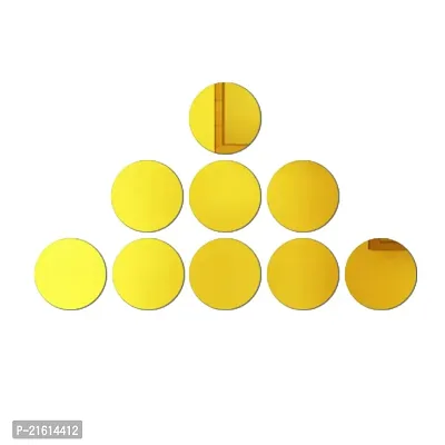 DeCorner Mirror Stickers for Wall | Pack of (A-9 Circle Gold) Size-15cm - 3D Acrylic Decorative Mirror Wall Stickers, Mirror for Wall | Home | Almira | Bedroom | Livingroom | Kitchen | KidsRoom Etc.