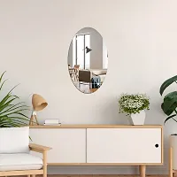 DeCorner -Self Adhesive Plastic Oval Mirror for Wall Stickers (30x20) cm Frameless Flexible Mirror for Bathroom | Bedroom | Living Room (W-Oval Mirror) Mirror Wall Decor-thumb1