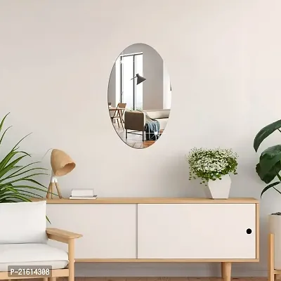 DeCorner -Self Adhesive Plastic Oval Mirror for Wall Stickers (30x20) cm Frameless Flexible Mirror for Bathroom | Bedroom | Living Room (W-Oval Mirror) Mirror Wall Decor-thumb2
