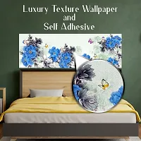 DeCorner Premium Textured Painting Wallpaper for Bedroom Wall | Self Adhesive Large Size (6ft x 2ft) for Double Bed | Premium Material Wallpaper | HD Print Wallpaper Paste for Home(Blue Flowers)-thumb3