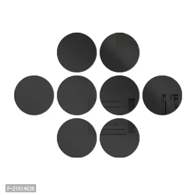 DeCorner Mirror Stickers for Wall | Pack of (8 Circle Black) Size-15cm - 3D Acrylic Decorative Mirror Wall Stickers, Mirror for Wall | Home | Almira | Bedroom | Livingroom | Kitchen | KidsRoom Etc.-thumb3