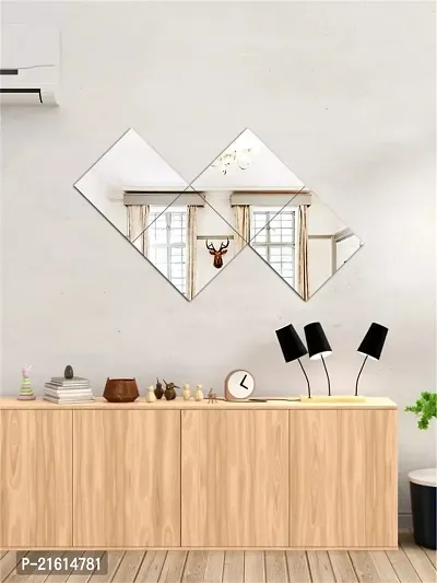 DeCorner- 4 Very Big Square Silver Mirror Wall Stickers For Wall Size (15x15)Cm Acrylic Mirror For Wall Stickers for Bedroom | Bathroom | Living Room Decoration Items (Pack of -M-4VeryBigSquareSilver)