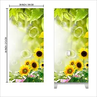 Self Adhesive Almirah Stickers, Wall Stickers, Decorative Sticker Wallpaper for Home Wardrobe Doors (BubbleSunflowerAlmira) PVC Vinyl Size Large (39 x 84 Inch)-thumb1