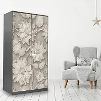 Self Adhesive Almirah Stickers, Wall Stickers, Decorative Sticker Wallpaper for Home Wardrobe Doors (RetroFlowerAlmira) PVC Vinyl Size Large (39 x 84 Inch)-thumb2