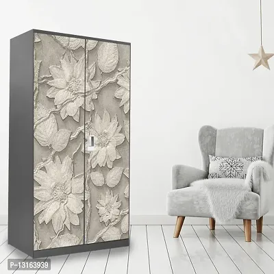 Self Adhesive Almirah Stickers, Wall Stickers, Decorative Sticker Wallpaper for Home Wardrobe Doors (RetroFlowerAlmira) PVC Vinyl Size Large (39 x 84 Inch)-thumb3