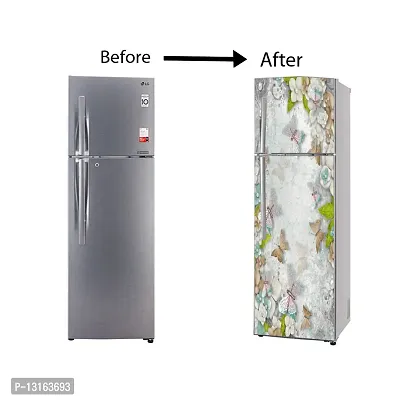 Self Adhesive Fridge Sticker Single/Double Door Full Size (160x60) Cm Fridge Stickers | Refrigerator Wall Stickers for Kitchen Decoration | Sticker for Fridge Door (MarbleFlower)-thumb5