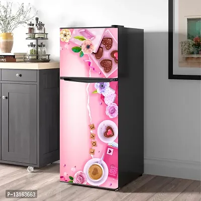 Self Adhesive Fridge Sticker Single/Double Door Full Size (160x60) Cm Fridge Stickers | Refrigerator Wall Stickers for Kitchen Decoration | Sticker for Fridge Door (ChoclateHeart)-thumb4