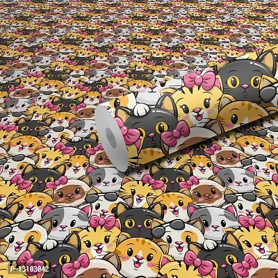 WALLWEAR - Self Adhesive Wallpaper For Walls And Wall Sticker For Home D&eacute;cor (CatFaces) Extra Large Size (300x40cm) 3D Wall Papers For Bedroom, Livingroom, Kitchen, Hall, Office Etc Decorations