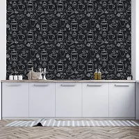 DeCorner - Self Adhesive Wallpaper for Walls (CoffeeSketch) Extra Large Size (300x40) Cm Wall Stickers for Bedroom | Wall Stickers for Living Room | Wall Stickers for Kitchen | Pack of-1-thumb2