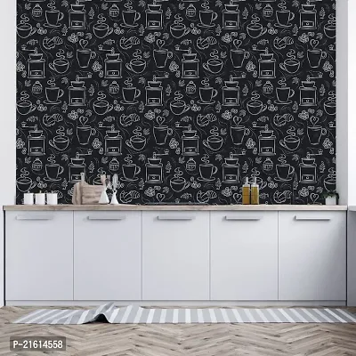 DeCorner - Self Adhesive Wallpaper for Walls (CoffeeSketch) Extra Large Size (300x40) Cm Wall Stickers for Bedroom | Wall Stickers for Living Room | Wall Stickers for Kitchen | Pack of-1-thumb3