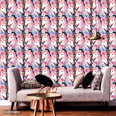 DeCorner - Self Adhesive Wallpaper for Walls (UnicornWithHorn) Extra Large Size (300x40) Cm Wall Stickers for Bedroom | Wall Stickers for Living Room | Wall Stickers for Kitchen | Pack of-1-thumb2