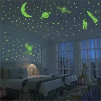 DeCorner Glow in The Dark Vinyl Fluorescent Night Glow Stickers in The Dark Star Space Wall Stickers | Radium Stickers for Bedroom B- Night Glow Radium Sheet (Pack of 134 Stars Big and Small, Green)-thumb3