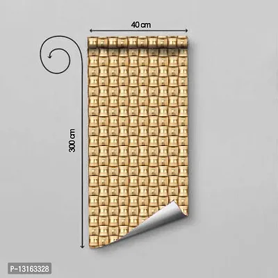 Self Adhesive Wallpapers (GoldenStripsSquare) Wall Stickers Extra Large (300x40cm) for Bedroom | Livingroom | Kitchen | Hall Etc-thumb2