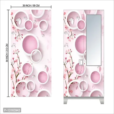 Self Adhesive Almirah Stickers, Wall Stickers, Decorative Sticker Wallpaper for Home Wardrobe Doors (RoundNRoundAlmira) PVC Vinyl Size Large (39 x 84 Inch)-thumb2