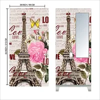 Self Adhesive Almirah Stickers, Wall Stickers, Decorative Sticker Wallpaper for Home Wardrobe Doors (LoveEiffelTowerAlmira) PVC Vinyl Size Large (39 x 84 Inch)-thumb1