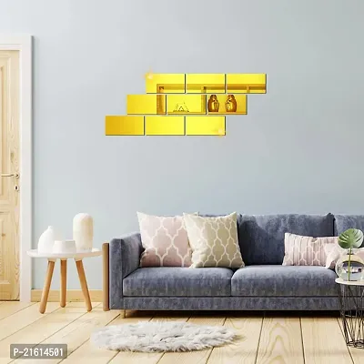 DeCorner Mirror Stickers for Wall | Pack of (9 Big Frame Gold) 3D Acrylic Decorative Mirror Wall Stickers, Mirror for Wall | Home | Almira | Bedroom | Bathroom | Hall | Kitchen | KidsRoom Etc.-thumb4