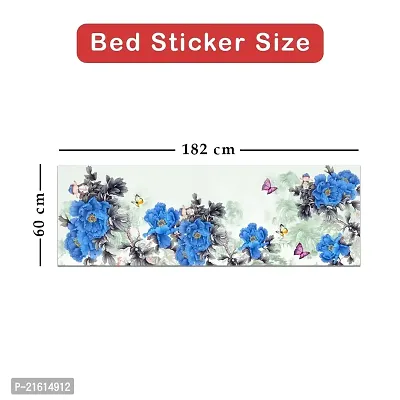 DeCorner Premium Textured Painting Wallpaper for Bedroom Wall | Self Adhesive Large Size (6ft x 2ft) for Double Bed | Premium Material Wallpaper | HD Print Wallpaper Paste for Home(Blue Flowers)-thumb2