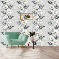 Self Adhesive Wallpapers (SilverLotusFlower) Wall Stickers Extra Large (300x40cm) for Bedroom | Livingroom | Kitchen | Hall Etc-thumb2