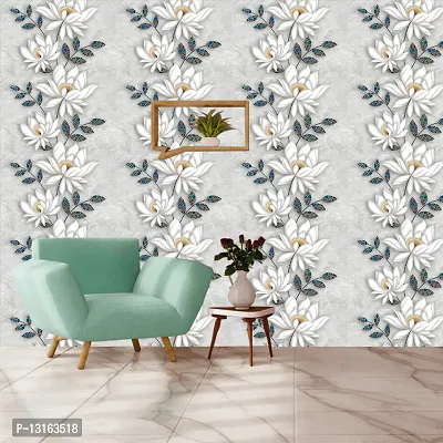 Self Adhesive Wallpapers (SilverLotusFlower) Wall Stickers Extra Large (300x40cm) for Bedroom | Livingroom | Kitchen | Hall Etc-thumb3