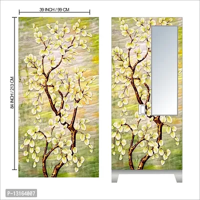 Self Adhesive Almirah Stickers, Wall Stickers, Decorative Sticker Wallpaper for Home Wardrobe Doors (YellowLeafTreeAlmira) PVC Vinyl Size Large (39 x 84 Inch)-thumb2