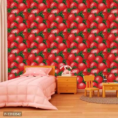 Self Adhesive Wallpapers (Strawberry) Wall Stickers Extra Large (300x40cm) for Bedroom | Livingroom | Kitchen | Hall Etc-thumb3