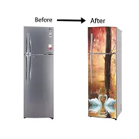 Self Adhesive Fridge Sticker Single/Double Door Full Size (160x60) Cm Fridge Stickers | Refrigerator Wall Stickers for Kitchen Decoration | Sticker for Fridge Door (SwanLike)-thumb4