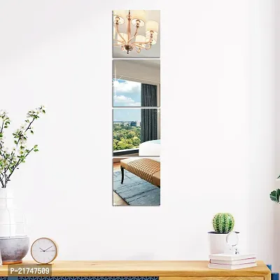 4 Big Square Silver Mirror for Wall Stickers Large Size (15x15) Cm Acrylic Mirror Wall Decor Sticker for Bathroom Mirror |Bedroom | Living Room Decoration Items