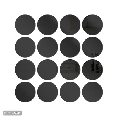 DeCorner Mirror Stickers for Wall | Pack of (A-16 Circle Black) Size-15cm -3D Acrylic Decorative Mirror Wall Stickers, Mirror for Wall | Home | Almira | Bedroom | Livingroom | Kitchen | KidsRoom Etc.