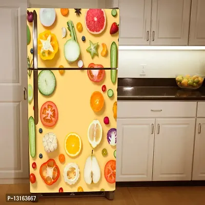 Self Adhesive Fridge Sticker Single/Double Door Full Size (160x60) Cm Fridge Stickers | Refrigerator Wall Stickers for Kitchen Decoration | Sticker for Fridge Door (CutFruit)
