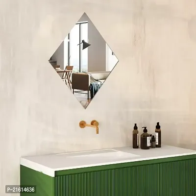 DeCorner -Self Adhesive Plastic Basin Mirror for Wall Stickers (30x20) cm Frameless Flexible Mirror for Bathroom | Bedroom | Living Room ( WS | DiamondMirror) Mirror Wall Decor-thumb3