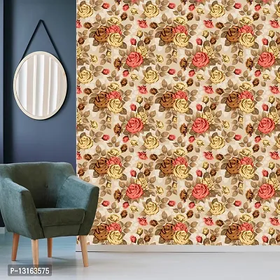 Self Adhesive Wallpapers (VintageRose) Wall Stickers Extra Large (300x40cm) for Bedroom | Livingroom | Kitchen | Hall Etc-thumb4