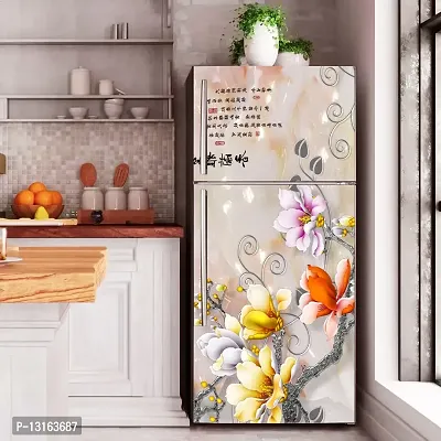 Self Adhesive Fridge Sticker Single/Double Door Full Size (160x60) Cm Fridge Stickers | Refrigerator Wall Stickers for Kitchen Decoration | Sticker for Fridge Door (JointFlower)