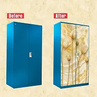 Self Adhesive Almirah Stickers, Wall Stickers, Decorative Sticker Wallpaper for Home Wardrobe Doors (OilFlowerAlmira) PVC Vinyl Size Large (39 x 84 Inch)-thumb3