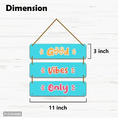 DeCorner Decorative Wooden Printed all Hanger | Wall Decor for Living Room | Wall Hangings for Home Decoration | Bedroom Wall Decor | Wooden Wall Hangings Home.(Good Vibes Only)-thumb2