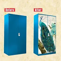 Self Adhesive Almirah Stickers, Wall Stickers, Decorative Sticker Wallpaper for Home Wardrobe Doors (PeacockAlmira) PVC Vinyl Size Large (39 x 84 Inch)-thumb3