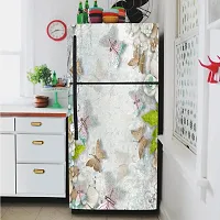 Self Adhesive Fridge Sticker Single/Double Door Full Size (160x60) Cm Fridge Stickers | Refrigerator Wall Stickers for Kitchen Decoration | Sticker for Fridge Door (MarbleFlower)-thumb2