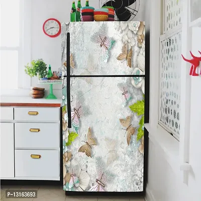 Self Adhesive Fridge Sticker Single/Double Door Full Size (160x60) Cm Fridge Stickers | Refrigerator Wall Stickers for Kitchen Decoration | Sticker for Fridge Door (MarbleFlower)-thumb3