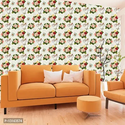 Self Adhesive Wallpapers (VintageCycleRose) Wall Stickers Extra Large (300x40cm) for Bedroom | Livingroom | Kitchen | Hall Etc-thumb3