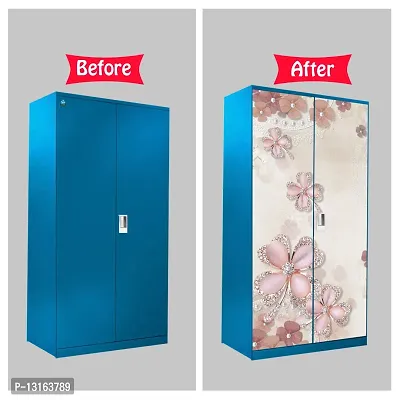 Self Adhesive Almirah Stickers, Wall Stickers, Decorative Sticker Wallpaper for Home Wardrobe Doors (FallingFlowerAlmira) PVC Vinyl Size Large (39 x 84 Inch)-thumb5