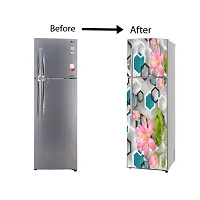 Self Adhesive Fridge Sticker Single/Double Door Full Size (160x60) Cm Fridge Stickers | Refrigerator Wall Stickers for Kitchen Decoration | Sticker for Fridge Door (MultiHexagon)-thumb4