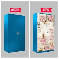 Self Adhesive Almirah Stickers, Wall Stickers, Decorative Sticker Wallpaper for Home Wardrobe Doors (ChinaFlowerAlmira) PVC Vinyl Size Large (39 x 84 Inch)-thumb4