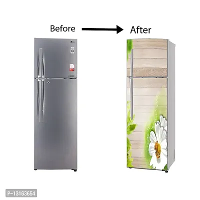 Self Adhesive Fridge Sticker Single/Double Door Full Size (160x60) Cm Fridge Stickers | Refrigerator Wall Stickers for Kitchen Decoration | Sticker for Fridge Door (BeeWhiteFlower)-thumb5