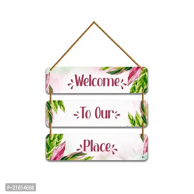 DeCorner Decorative Wooden Printed all Hanger | Wall Decor for Living Room | Wall Hangings for Home Decoration | Bedroom Wall Decor | Wooden Wall Hangings Home.(Welcome to our Place)