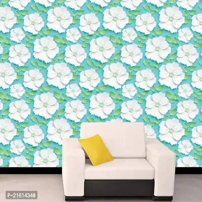 DeCorner - Self Adhesive Wallpaper for Walls (WhiteFlowerLeaf) Extra Large Size (300x40) Cm Wall Stickers for Bedroom | Wall Stickers for Living Room | Wall Stickers for Kitchen | Pack of-1-thumb2