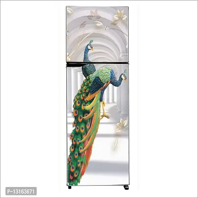 Self Adhesive Fridge Sticker Single/Double Door Full Size (160x60) Cm Fridge Stickers | Refrigerator Wall Stickers for Kitchen Decoration | Sticker for Fridge Door (DoublePeacock)-thumb4