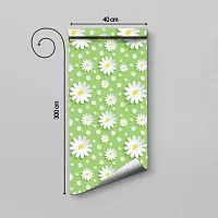 Self Adhesive Wallpapers (GreenAndWhiteFlower) Wall Stickers Extra Large (300x40cm) for Bedroom | Livingroom | Kitchen | Hall Etc-thumb1