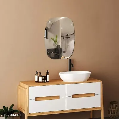DeCorner -Self Adhesive Plastic Basin Mirror for Wall Stickers (30x20) cm Frameless Flexible Mirror for Bathroom | Bedroom | Living Room (WP | Basin Mirror) Mirror Wall Decor