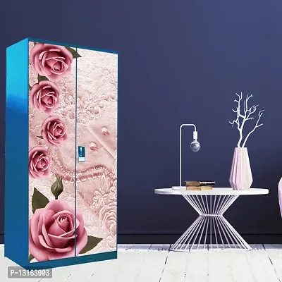 Self Adhesive Almirah Stickers, Wall Stickers, Decorative Sticker Wallpaper for Home Wardrobe Doors (LoveRoseArtAlmira) PVC Vinyl Size Large (39 x 84 Inch)