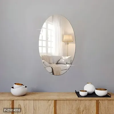 DeCorner -Self Adhesive Plastic Oval Mirror for Wall Stickers (30x20) cm Frameless Flexible Mirror for Bathroom | Bedroom | Living Room (X-Oval Mirror) Mirror Wall Decor-thumb0