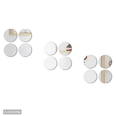 DeCorner Mirror Stickers For Wall | Pack Of (A-12 Circle Silver) Size-15cm -3D Acrylic Decorative Mirror Wall Stickers, Mirror For Wall | Home | Almira | Bedroom | Livingroom | Kitchen | KidsRoom Etc.